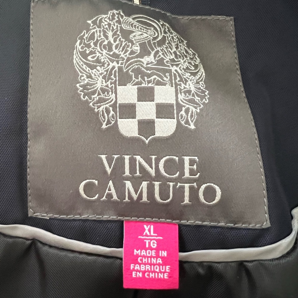 NWT Vince Camuto Quilted Down Fill Bomber Coat with Faux Fur Navy Black XL Women - Picture 12 of 16